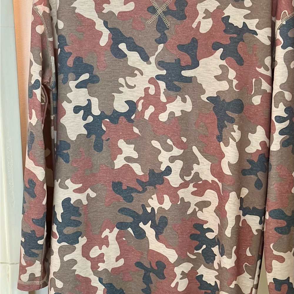 Love Riche Camouflage Long Sleeve Dress .. fits loose and is just above the knee
